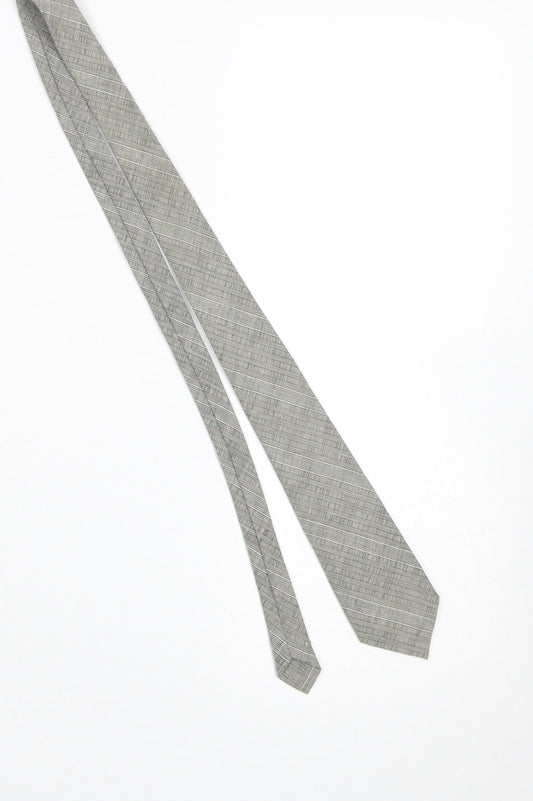 Mens Carnaval de Paris Grey Striped 100% Silk Slim Tie
