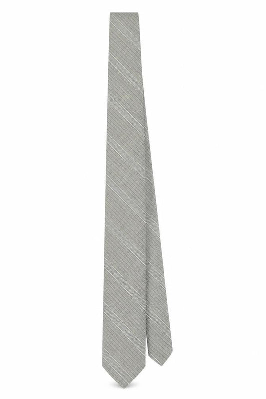 Mens Carnaval de Paris Grey Striped 100% Silk Slim Tie