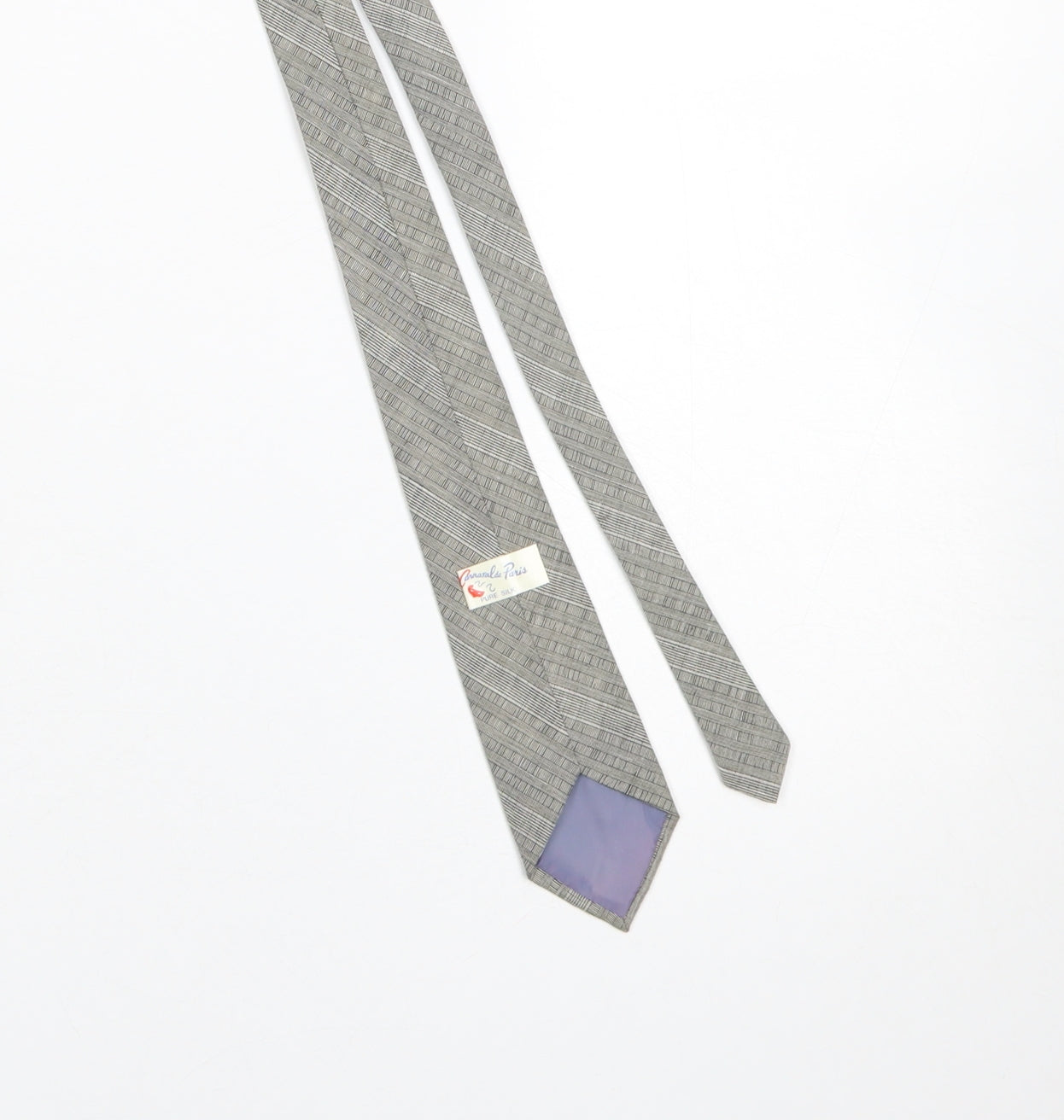 Mens Carnaval de Paris Grey Striped 100% Silk Slim Tie