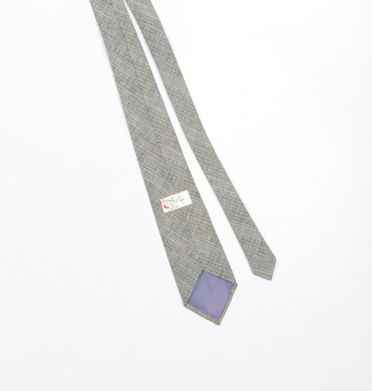 Mens Carnaval de Paris Grey Striped 100% Silk Slim Tie