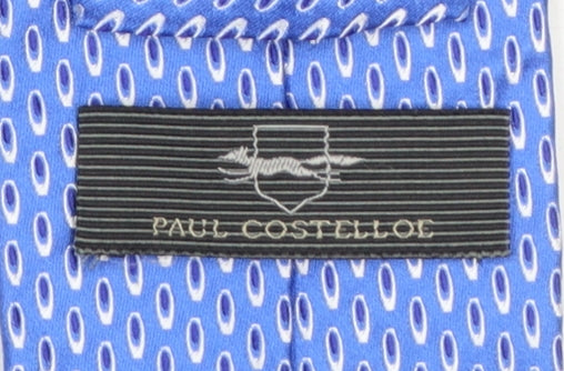 Mens Paul Costelloe Blue Geometric 100% Silk Slim Tie