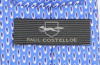 Mens Paul Costelloe Blue Geometric 100% Silk Slim Tie