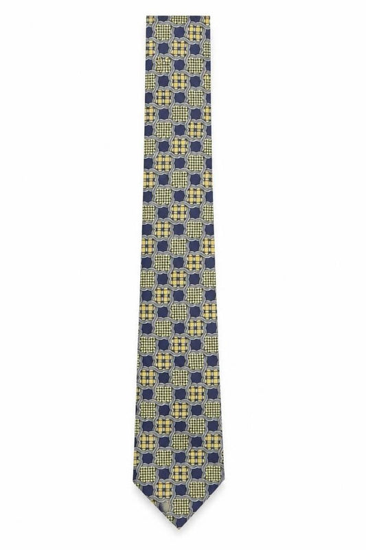 Mens Valeria Boldi Blue Geometric 100% Silk Designer Tie