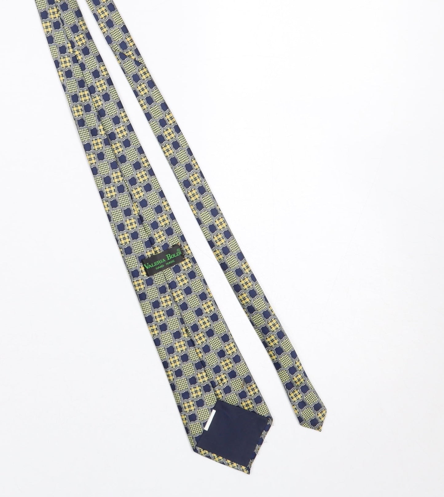 Mens Valeria Boldi Blue Geometric 100% Silk Designer Tie