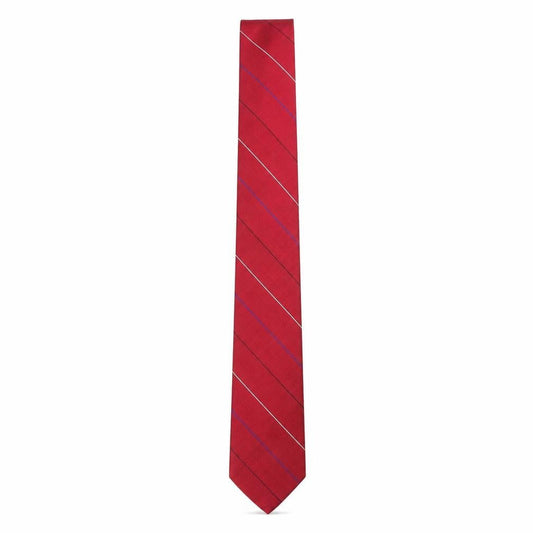Mens Channiti Red Striped 100% Silk Slim Tie