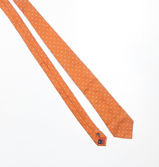 T.M. Lewin Men’s Orange Polka Dot Slim Pure Silk Handmade Tie