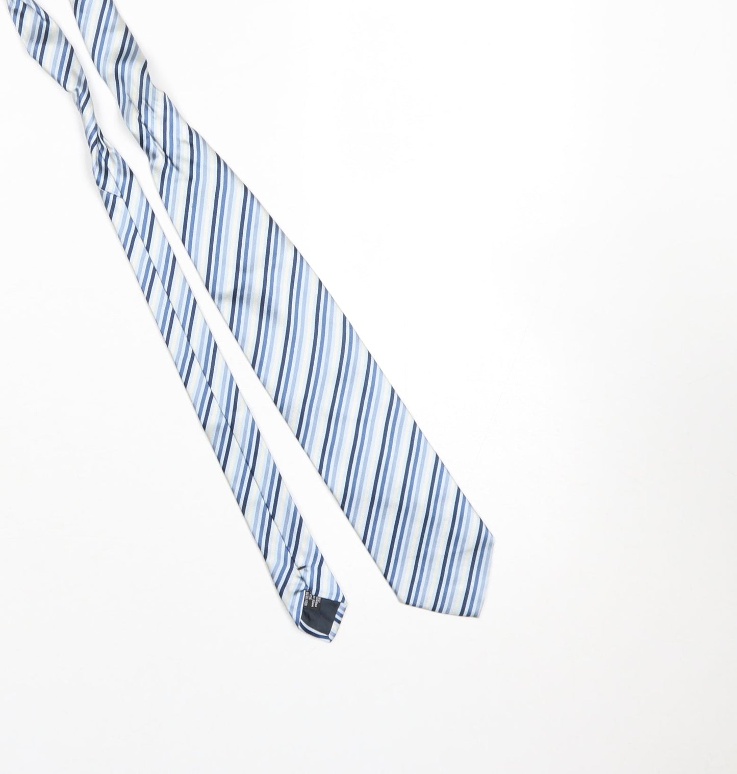 Mens Emporio Armani Blue Striped 100% Silk Designer Tie