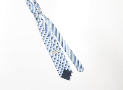Mens Emporio Armani Blue Striped 100% Silk Designer Tie