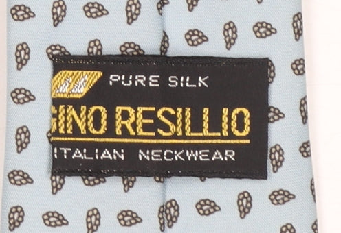 Mens Gino Resillio Blue Polka Dot 100% Silk Designer Tie