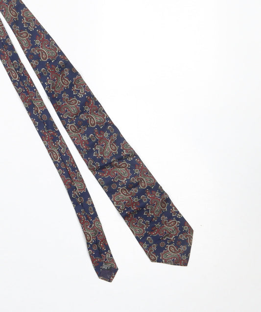 Mens The Windsor Collection Blue Paisley 100% Silk Designer Tie