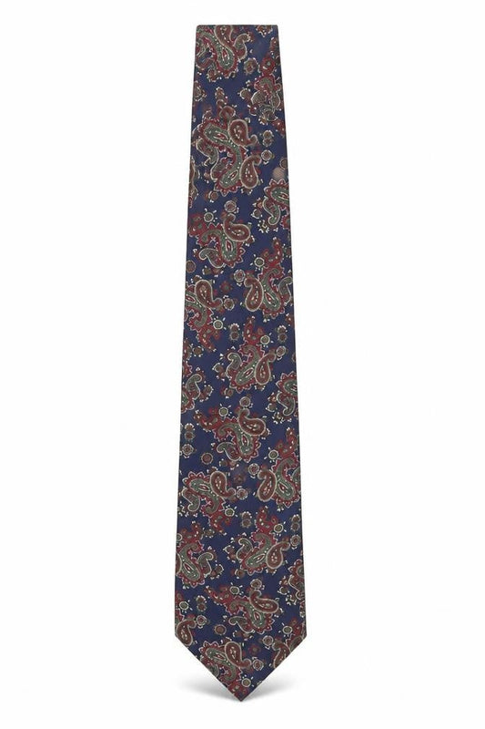 Mens The Windsor Collection Blue Paisley 100% Silk Designer Tie