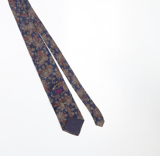 Mens The Windsor Collection Blue Paisley 100% Silk Designer Tie