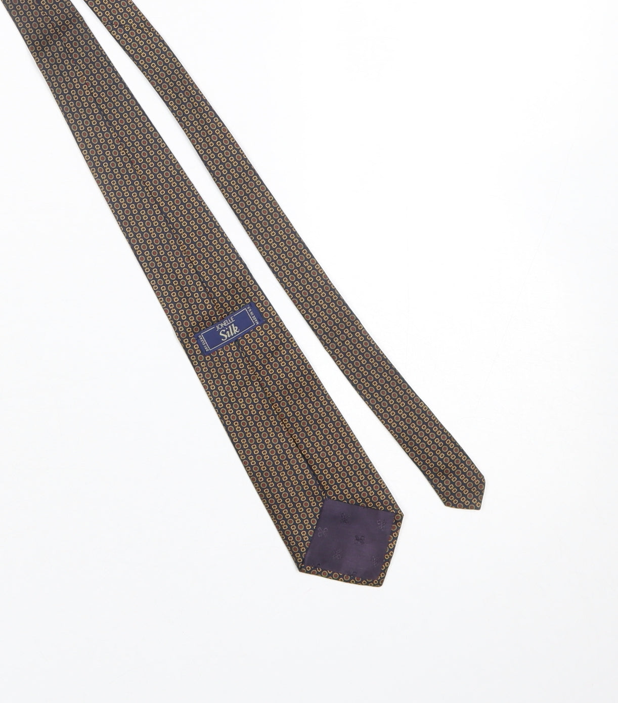 Mens Jonelle Brown Geometric 100% Silk Pointed Tie