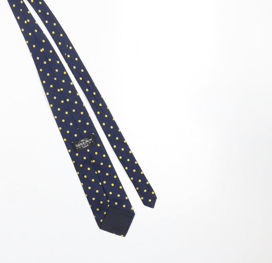 Mens The Savile Row Company Blue Polka Dot 100% Silk Designer Tie