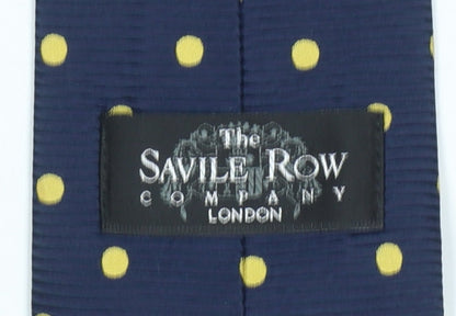 Mens The Savile Row Company Blue Polka Dot 100% Silk Designer Tie