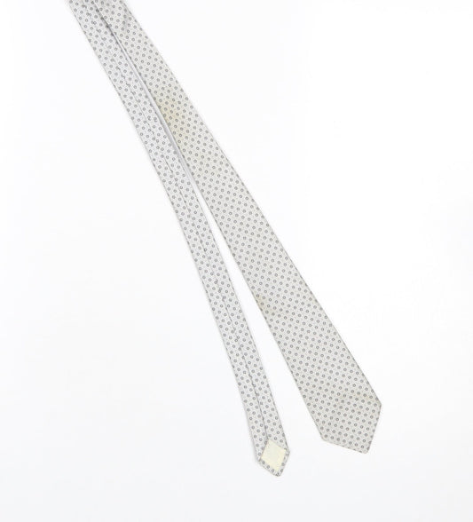 Mens André Grande Silver Geometric 100% Silk Pointed Tie