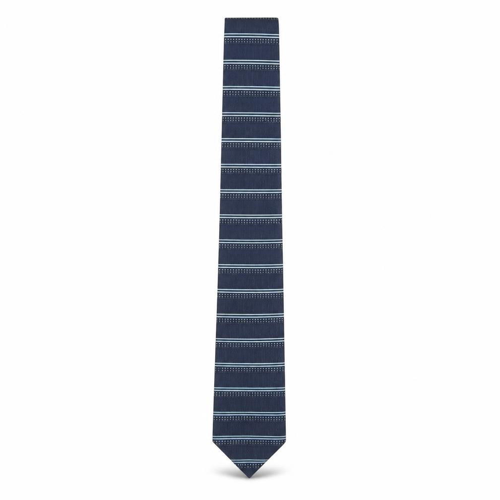 Mens Marks and Spencer Blue Striped 100% Silk Pointed Tie