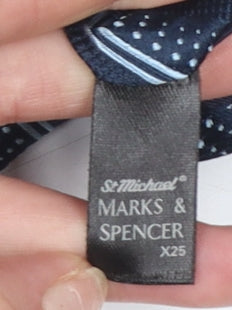 Mens Marks and Spencer Blue Striped 100% Silk Pointed Tie