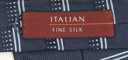Mens Marks and Spencer Blue Striped 100% Silk Pointed Tie