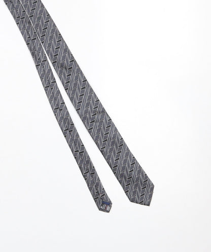 Mens Burton Grey Geometric 100% Silk Slim Tie