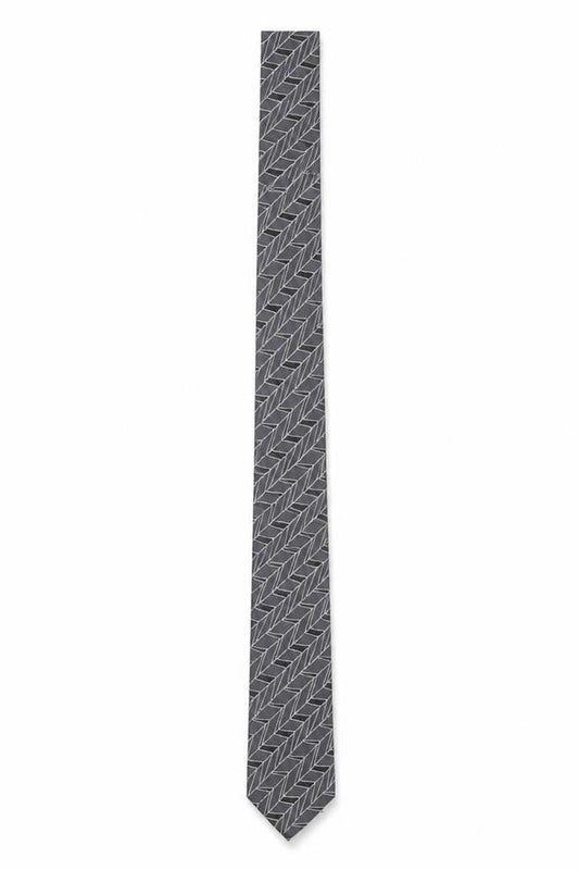 Mens Burton Grey Geometric 100% Silk Slim Tie