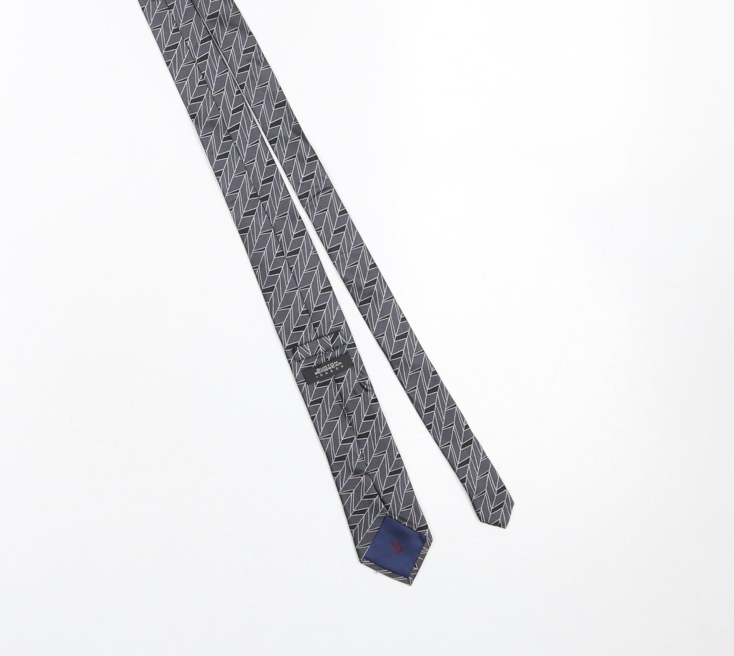 Mens Burton Grey Geometric 100% Silk Slim Tie
