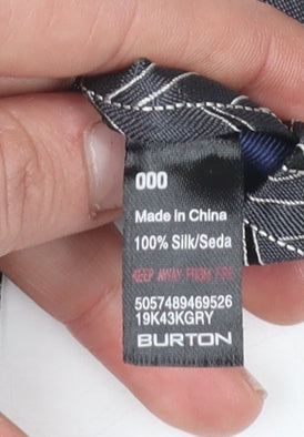 Mens Burton Grey Geometric 100% Silk Slim Tie