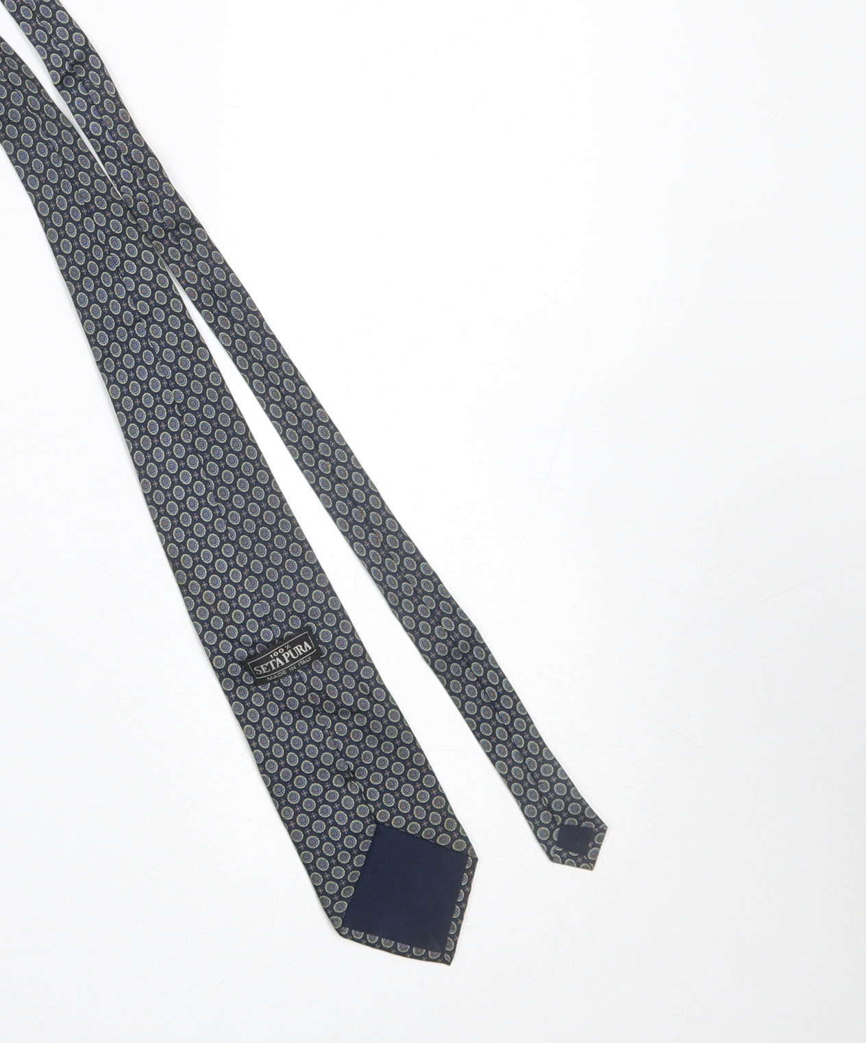 Mens Setapura Blue Geometric 100% Silk Pointed Tie