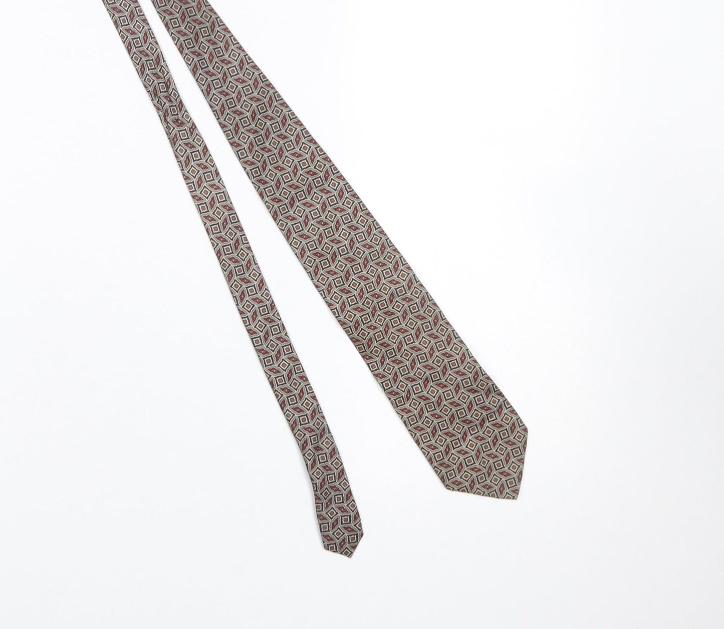 Mens Windsor Collection Beige Geometric 100% Silk Pointed Tie