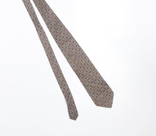 Mens Windsor Collection Beige Geometric 100% Silk Pointed Tie