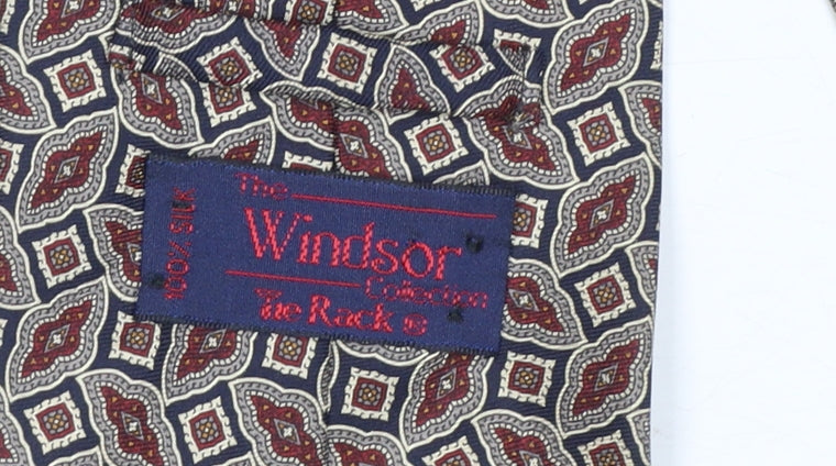 Mens Windsor Collection Beige Geometric 100% Silk Pointed Tie