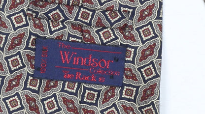 Mens Windsor Collection Beige Geometric 100% Silk Pointed Tie