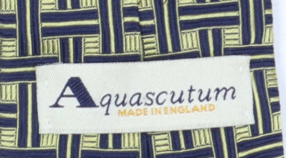 Mens Aquascutum Beige Geometric 100% Silk Designer Tie