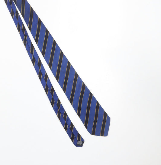 Mens Carlo Colombo Blue Striped 100% Silk Slim Tie