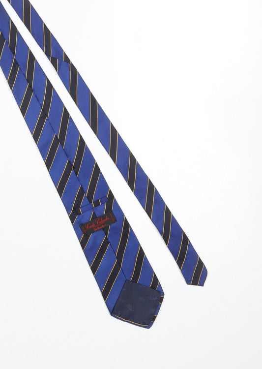 Mens Carlo Colombo Blue Striped 100% Silk Slim Tie
