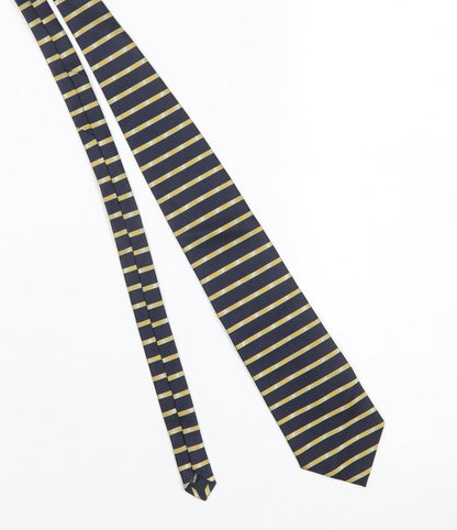 ITEMS Men's Navy and Gold Striped Pure Silk Tie Classic Style