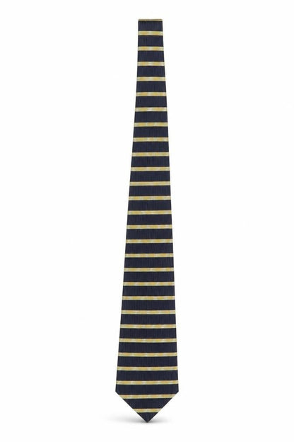 ITEMS Men's Navy and Gold Striped Pure Silk Tie Classic Style