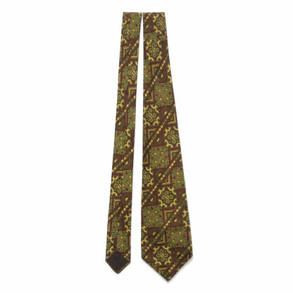 Mens Great Wall Brown Geometric 100% Silk  Tie