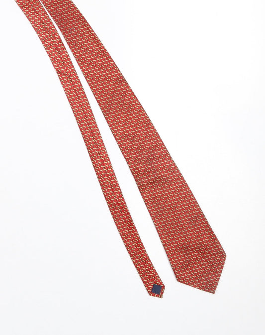 Mens Valeria Boldi Red Geometric 100% Silk Designer Tie