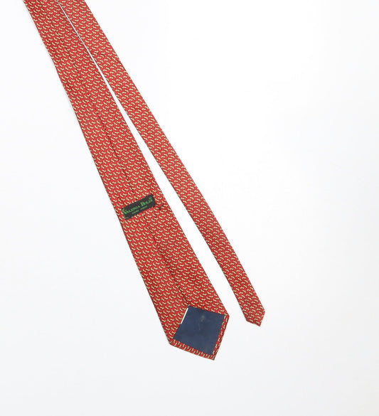 Mens Valeria Boldi Red Geometric 100% Silk Designer Tie