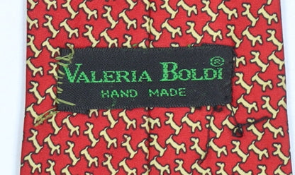 Mens Valeria Boldi Red Geometric 100% Silk Designer Tie
