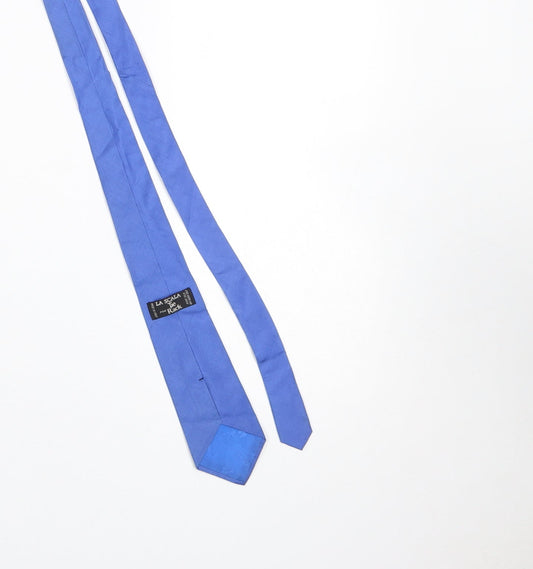 Mens La Scala for Tie Rack Blue  100% Silk Pointed Tie