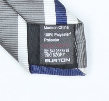Mens Burton Grey Striped 100% Polyester Pointed Tie
