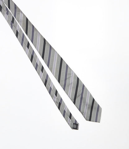 Mens French Connection Black Striped 100% Silk Slim Tie