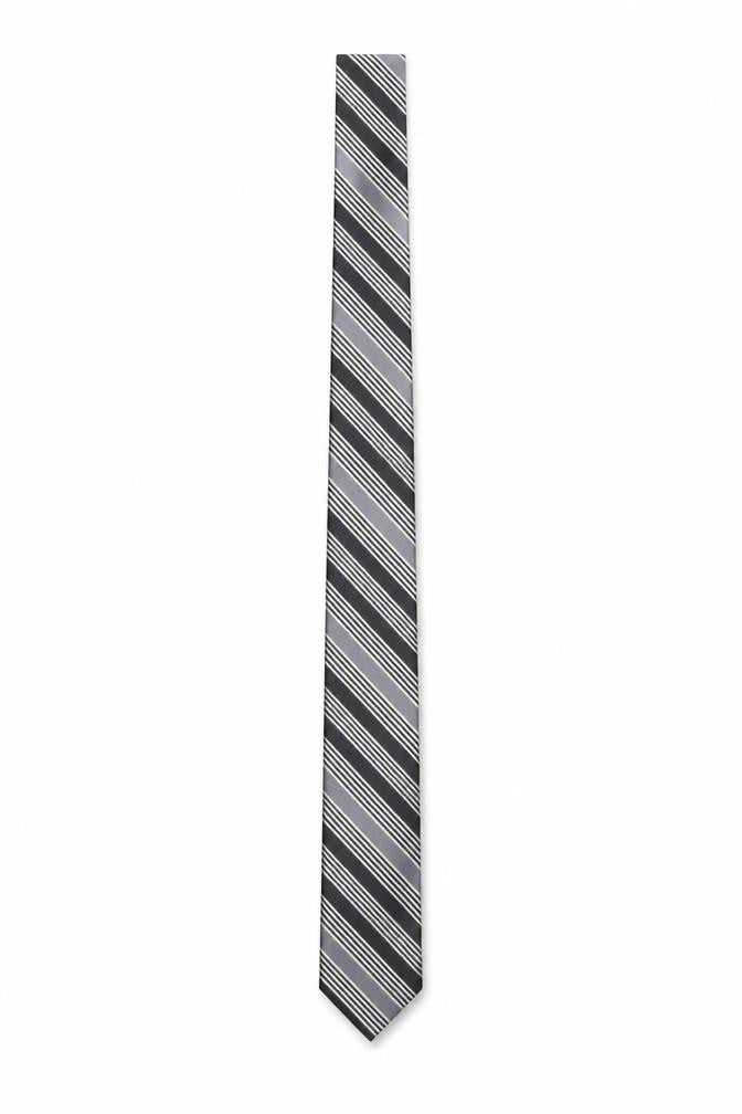 Mens French Connection Black Striped 100% Silk Slim Tie
