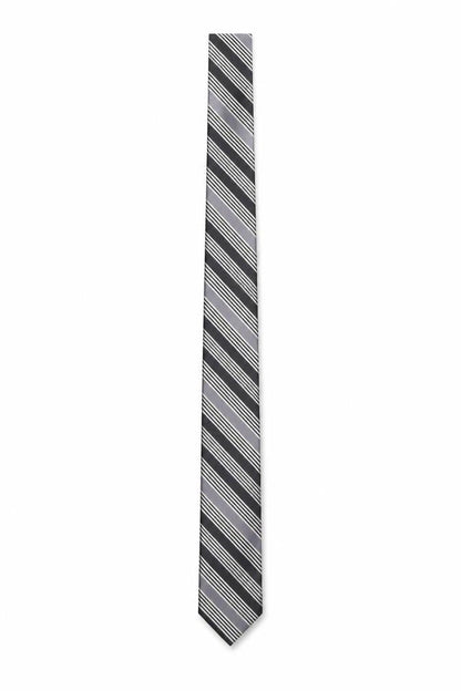 Mens French Connection Black Striped 100% Silk Slim Tie