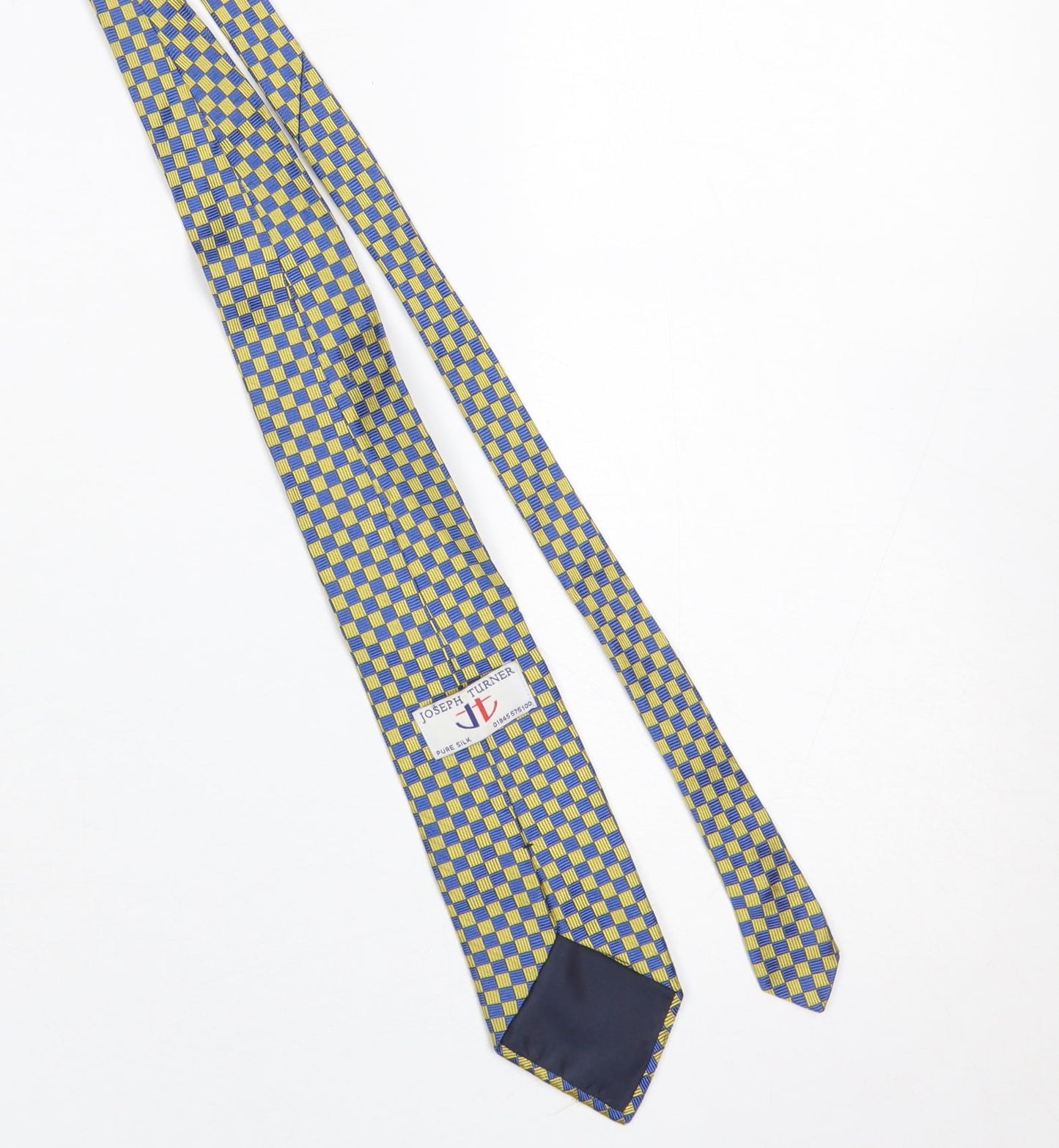 Mens Joseph Turner Blue Plaids & Checks 100% Silk Designer Tie