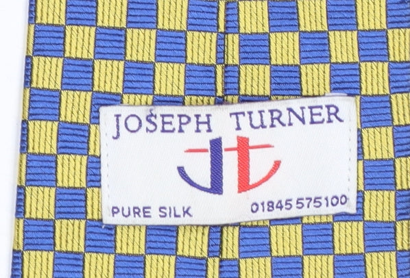 Mens Joseph Turner Blue Plaids & Checks 100% Silk Designer Tie