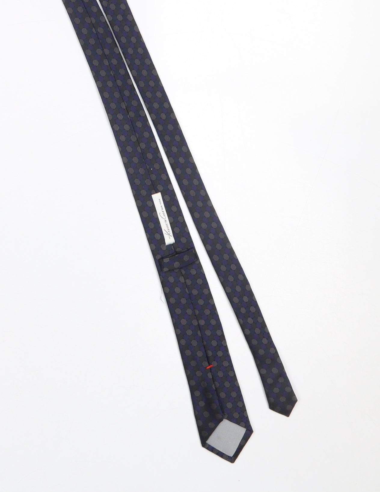 Mens Kenneth Cole Blue Polka Dot 100% Silk Slim Tie