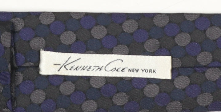 Mens Kenneth Cole Blue Polka Dot 100% Silk Slim Tie
